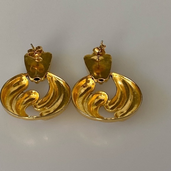 Earrings Gold Tone Drops Vintage - Picture 11 of 11